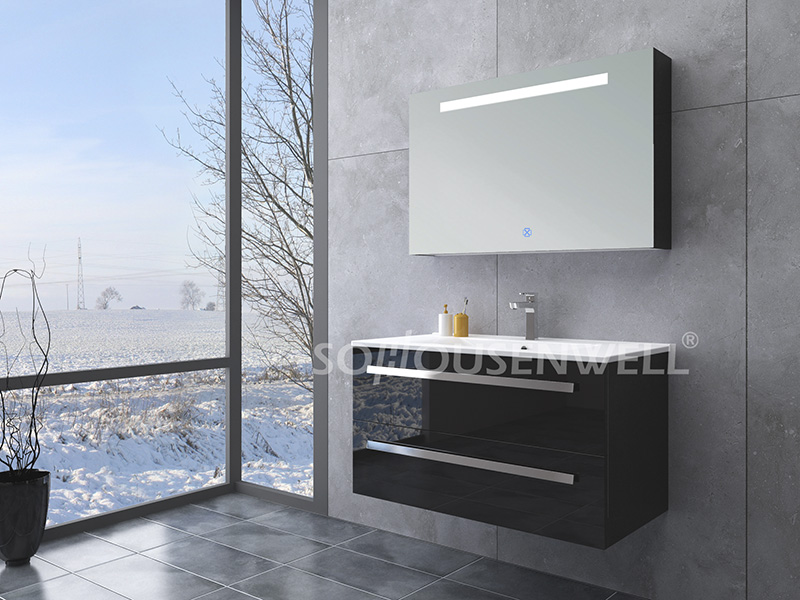 HS-E1916 LED Badezimmerspiegelschrank Waschtisch Wandbehang kupferfreier Spiegel