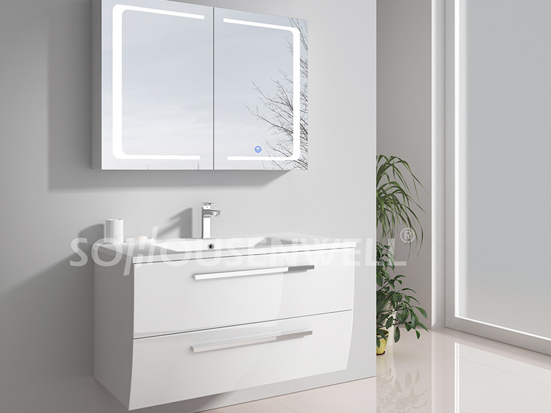 HS-E1950 Badezimmerschrank Europa großer Badezimmerschrank weiß hochglänzend
