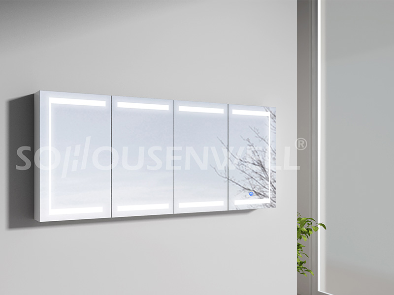 Lun-1500 Bestseller weißer Badezimmerschrank mit LED-Spiegelleuchte für zu Hause