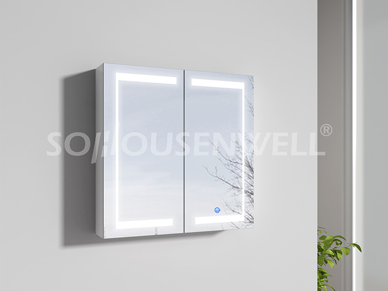 Lun-600 Bestseller weißer Badezimmerschrank mit LED-Spiegelleuchte für zu Hause