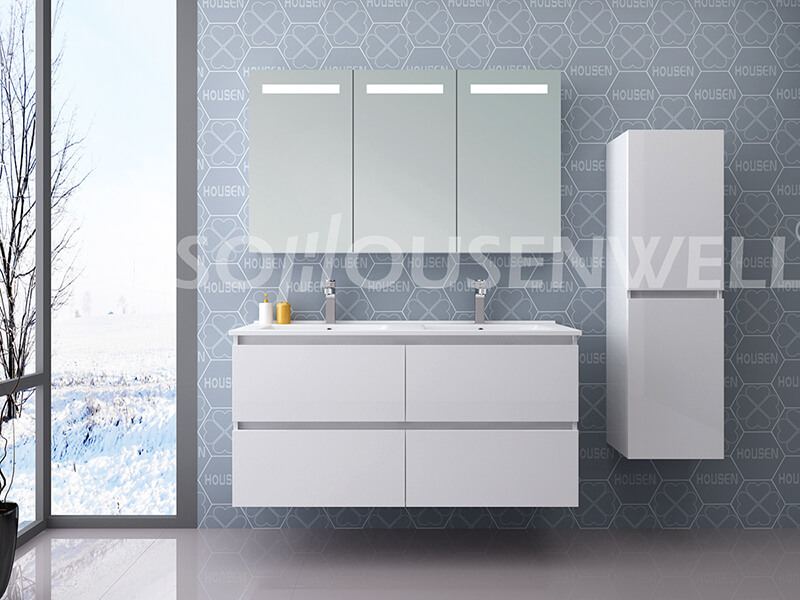Mel-1200 Badezimmerschrank LED-Spiegel billig PVC Wandbehang Eitelkeit Badezimmer Holzschrank