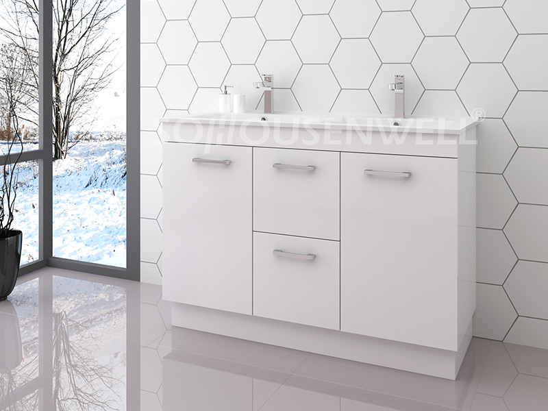 Mia-1200D Hot Sale weißer Badezimmerschrank mit Waschbecken und Spiegel