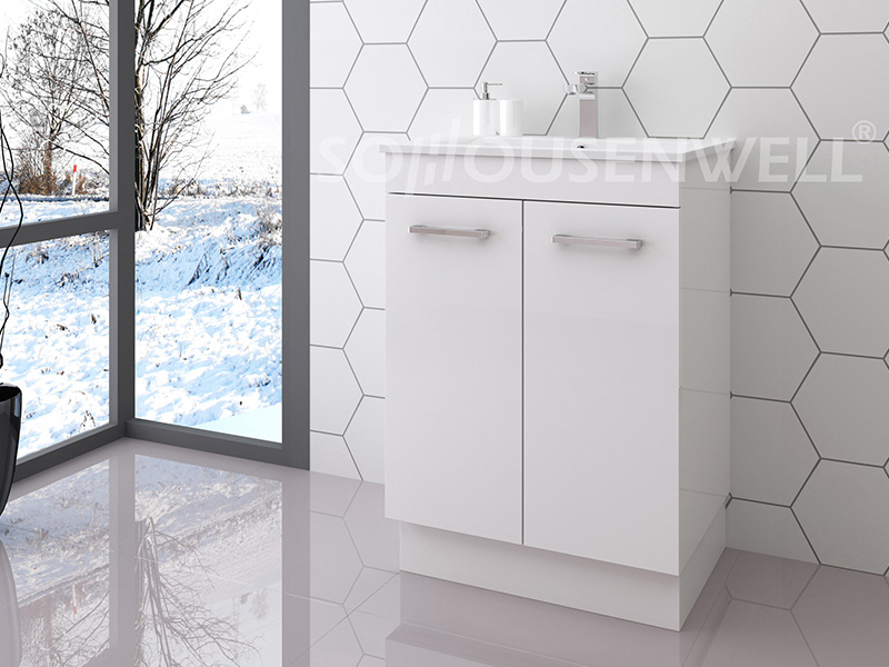 Mia-600 Hot Sale weißer Badezimmerschrank mit Waschbecken und Spiegel