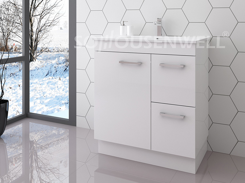 Mia-750 Hot Sale weißer Badezimmerschrank mit Waschbecken und Spiegel