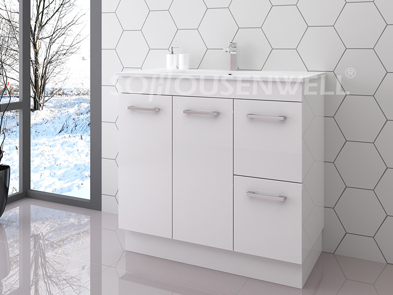 Mia-900 Hot Sale weißer Badezimmerschrank mit Waschbecken und Spiegel